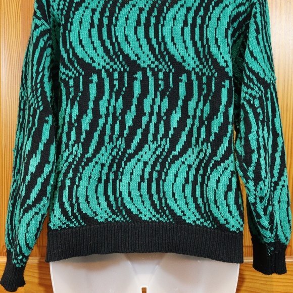 Parrinello Vintage Knit Trippy Swirl Sweater Funky 80s/90s Illusion Sweater Med - Picture 8 of 9